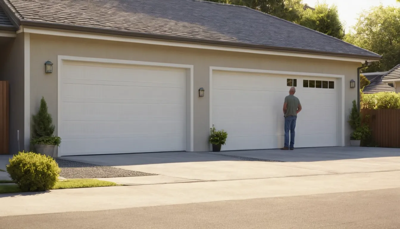 A homeowner and a garage door provider checking a garage door in Rittman